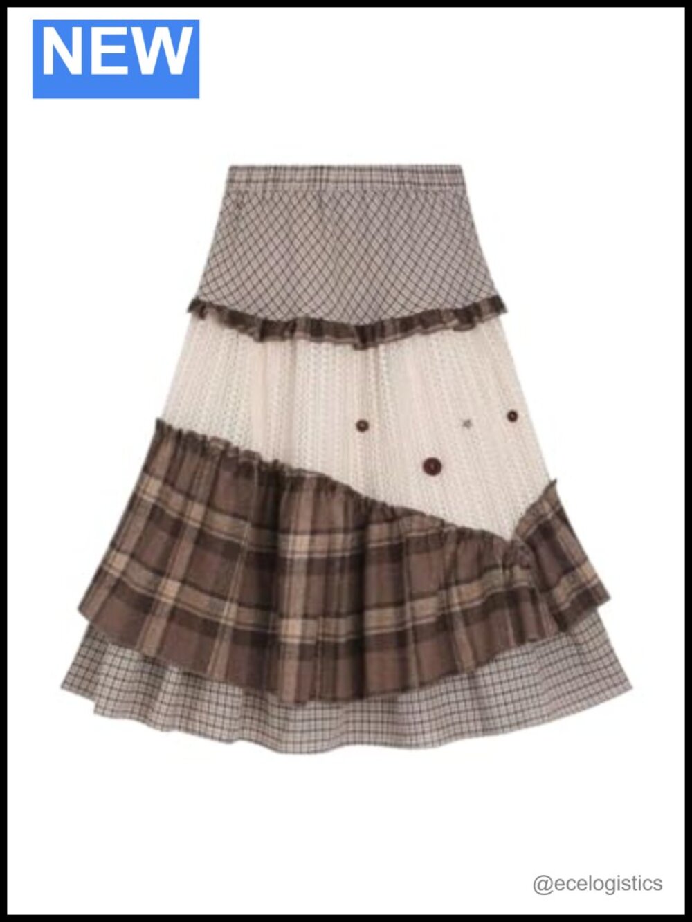 Y2K Patchwork A-Line Maxi Skirt High Waist Retro